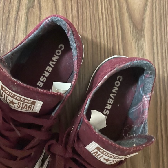 Converse Chuck Taylor All Star Burgundy Wine Color Plaid Sneakers size 8 - Picture 3 of 5
